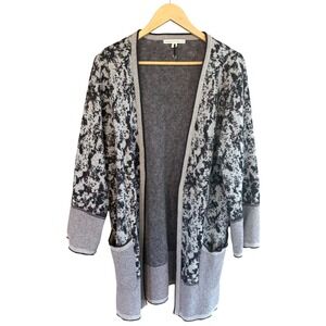 Twenty8Twelve by S. Miller Dupree Grey Black Abstract Knit Cardigan Sweater XS